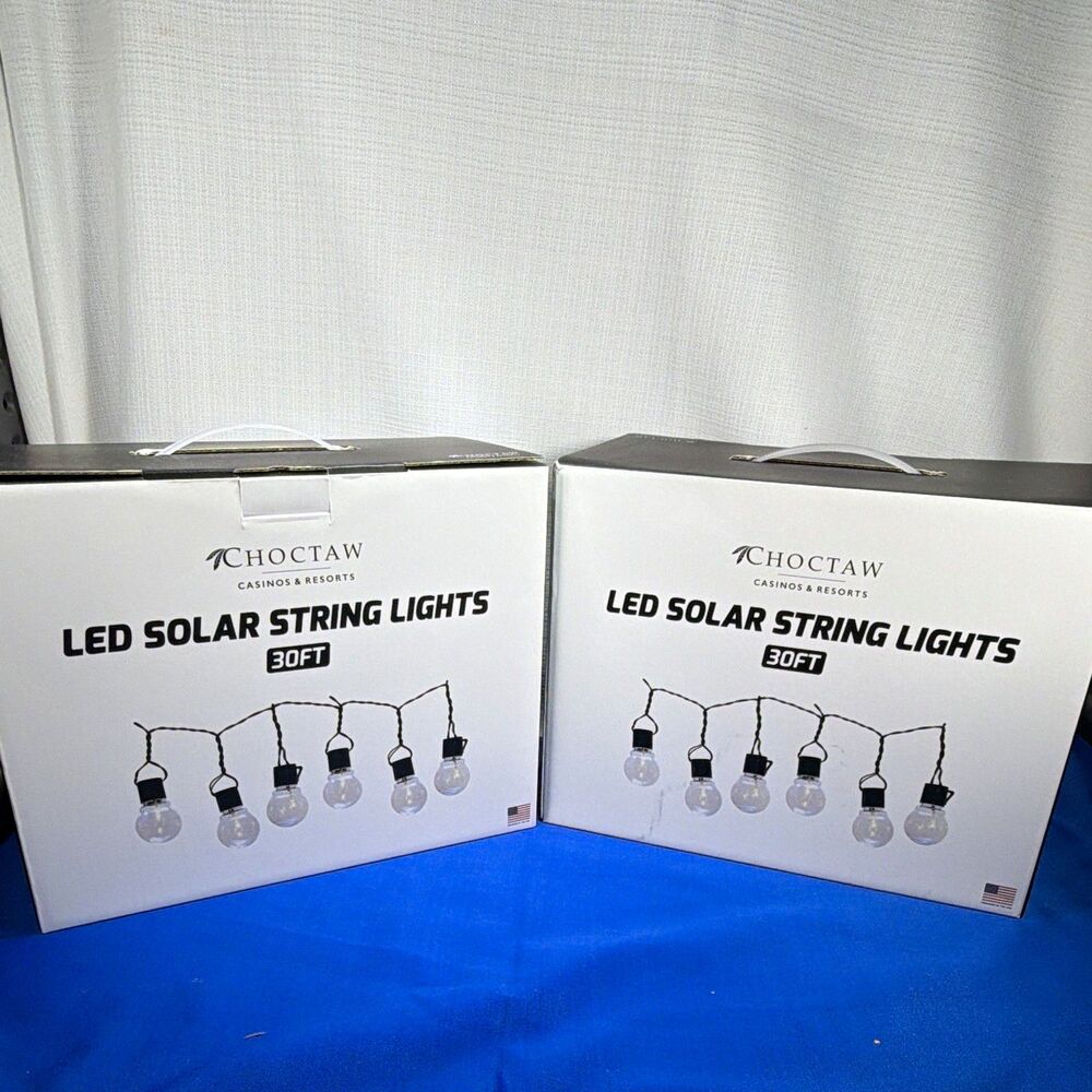 New Choctaw Casino Resort 30FT LED Solar String Lights Outdoor Set Lot of 2